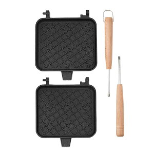 hiino kano ホットサンドメーカー 直火 1枚用 取っ手が取れる 上下分離型 1枚食べパン専用 一人用 ミニフライパン 軽量型 フッ素樹脂加工 温かみのある木製ハンドル お手入れ簡単 丸洗い 焦げ