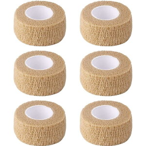 サムコス 包帯 肌色 6巻セッ 自己粘着包帯 柔軟な包帯 通気性 弾性 圧縮 多機能 自着性包帯セット 不織布凝集 アスレチックテープ 敏感肌に適しています 家庭用 (2.5cm*4.5m )