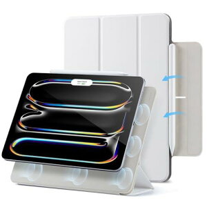 ESR iPad Pro 11�C���` �P�[�X M4 (2024�A��5����)��p ���̓}�O�l�b�g�z���� �X�����ȎO�܂�X�^���h�P�[�X Pencil Pro/USB-C���S�Ή� �ϋv���ی� Rebound�V���[�Y �z���C�g