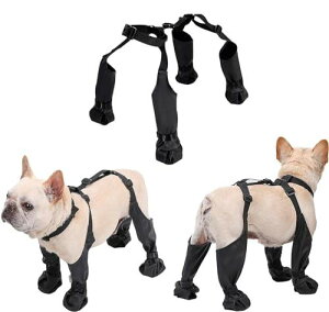 MUYYIKA 犬用レッグカバー 犬 靴 犬用ブーツサスペンダー 犬用ブーツレギンス 滑り止め 脱げない 屋外四本足パンツ 犬用シューズ 犬レインシューズ 肉球保護 足保護 汚れ防止 足舐め防止 調節