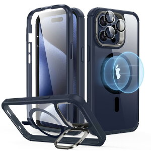 ESR iPhone 15 Pro Max�P�[�X �S�ʑϏՌ� MagSafe�P�[�X �ČRMIL�K�i�����̕ی� iPhone 15 Pro Max�p�}�O�l�b�g�P�[�X �X�^���h�t�� 2�p�[�g �^�t�P�[�X Armor�V���[�Y �N���A�u���[