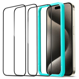 ESR for iPhone 15 Pro �ی�t�B���� �����K���X�ی�t�B���� 3 �� 2.5D�J�[�u�G�b�W �t���J�o�[ �ČRMIL�K�i�̕ی� ���ɋ��� iPhone 15 Pro �K���X�t�B����