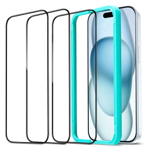 ESR for iPhone 15 �ی�t�B���� �����K���X�ی�t�B���� 3 �� 2.5D�J�[�u�G�b�W �t���J�o�[ �ČRMIL�K�i�̕ی� ���ɋ��� iPhone 15 �K���X�t�B����