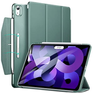 ESR iPad Air 5 ケース iPad Air 4 ケース 10.9インチ 三つ折りスマートケース オートスリープ機能付き Pencil 2のペアリング・充電対応 留め具付き iPad Air 第5世代・iPad Air 第4世代用カバー グリーン
