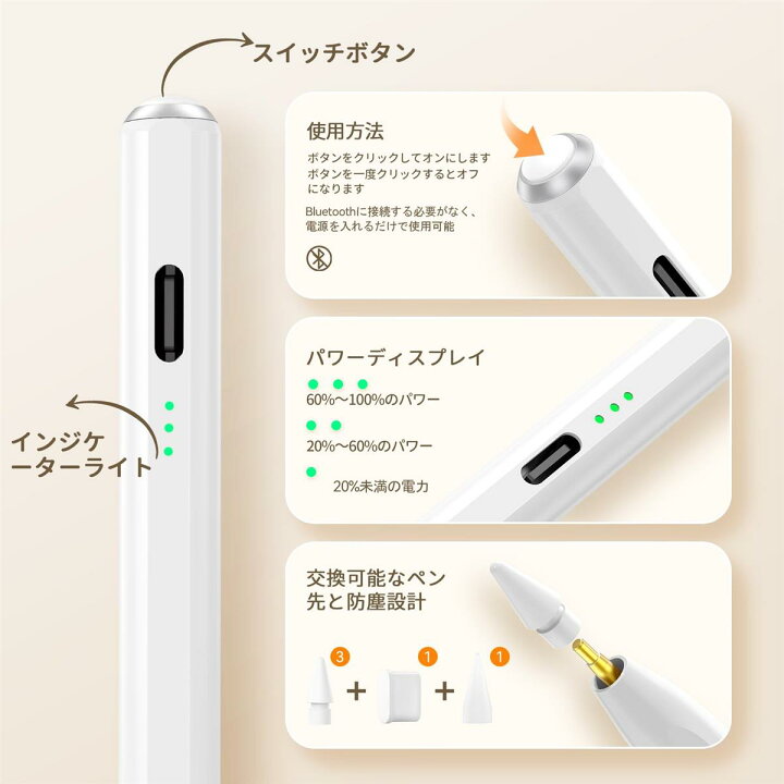 楽天市場】Hastraith スタイラスペン iPad (2018-2025)-13分の高速充電 