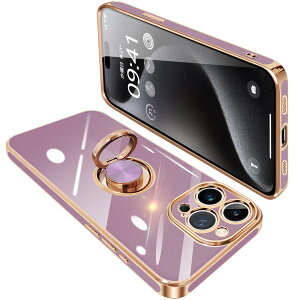 iPhone15 Pro Max �P�[�X �����O�t�� �A�C�t�H��15ProMax �����O �J�o�[ �ϏՌ� TPU 360°��] �X�^���h�@�\ ���b�L���H �ԍڃz���_�[ �X�g���b�v�z�[���t�� 6.7�C���`�i�p�[�v���j