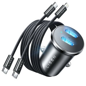 LISEN �V�K�[�\�P�b�g USB - C �J�[�`���[�W���[�y90W �f���A���|�[�g �}���[�d�z 2 �A PD45W 2 �{�P�[�u���t�� ���� �~�j�E�ȃX�y�[�X�݌v �Ή� iPhone17�ASamsung�ASharp�AGoogle�AHuawei�AiPad Pro/Air �����@