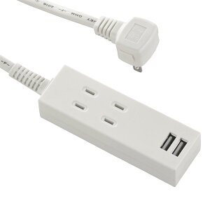 �I�[��(OHM) USB�|�[�g�t�d���^�b�v 2��/2USB 1m�b�I�[���d�@ HS-TU21PBT-W 00-4391