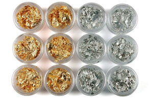 金箔 銀箔 12個セット ケース入り ジェルネイル用品ゴールド シルバー キラキラ スパンコール ネイルアートデコレーション Pichidr