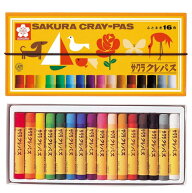 サクラクレパス クレパス 16色 ゴムバンド付き LP16R 19.8cm×9cm