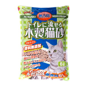 常陸化工 FineCat トイレに流せる木製猫砂 大粒 無香料 6L 単品
