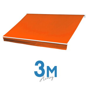 オーニングテント 3M 張出 2m 巻き取り式 防水 格納式 手動 白フレーム オレンジ 折りたたみ 折り畳み 伸縮 日除けテント 日除けシェード サンシェード スクリーン 日よけ 雨よけ ベランダ バ
