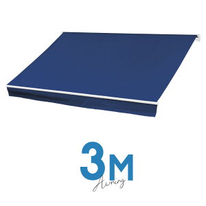 オーニングテント 3M 張出 2m 巻き取り式 防水 格納式 手動 白フレーム ブルー 青 折りたたみ 折り畳み 伸縮 日除けテント 日除けシェード サンシェード スクリーン 日よけ 雨よけ ベランダ バ