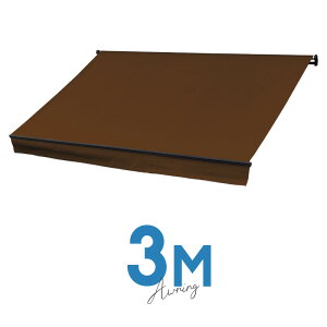 オーニングテント 3M 張出 2m 巻き取り式 防水 格納式 手動 黒フレーム こげ茶色 ブラウン 折りたたみ 折り畳み 伸縮 日除けテント 日除けシェード サンシェード スクリーン 日よけ 雨よけ ベ