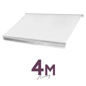 オーニングテント 4M 張出 2.5m 巻き取り式 防水 格納式 手動 白フレーム ホワイト 折りたたみ 折り畳み 伸縮 日除けテント 日除けシェード サンシェード スクリーン 日よけ 雨よけ ベランダ