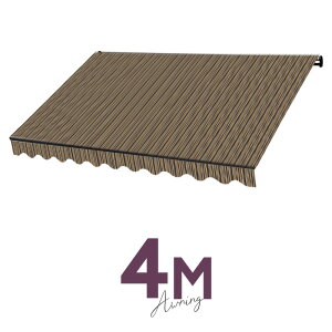 オーニングテント 4M 張出 2.5m 巻き取り式 防水 格納式 手動 白フレーム ミックス ストライプ 折りたたみ 折り畳み 伸縮 日除けテント 日除けシェード サンシェード スクリーン 日よけ 雨よけ