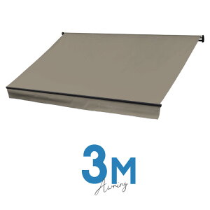 オーニングテント 3M 張出 2m 巻き取り式 防水 格納式 手動 黒フレーム グレー 折りたたみ 折り畳み 伸縮 日除けテント 日除けシェード サンシェード スクリーン 日よけ 雨よけ ベランダ バル