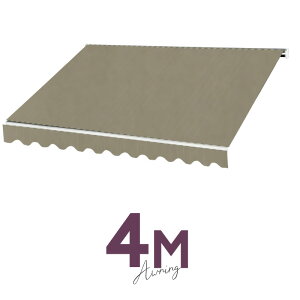 オーニングテント 4M 張出 2.5m 巻き取り式 防水 格納式 手動 白フレーム グレー 折りたたみ 折り畳み 伸縮 日除けテント 日除けシェード サンシェード スクリーン 日よけ 雨よけ ベランダ バ