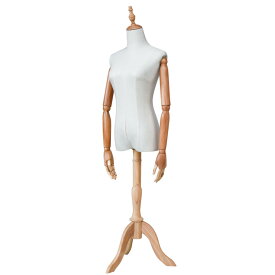 トルソー レディース 9号 マネキン 女性 パンツ対応 腕付き 可動 上半身 木製スタンド アンティーク ディスプレイ ハーフボディ ドール おしゃれ 着付け 布張り スカート パンツ 着用可 Mサイズ