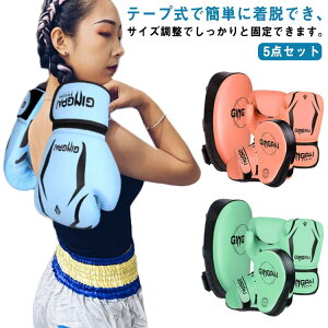 ボクシング 5点セット キックボクシングパッド 子供用 ミット ボクシンググローブ 大人用 武術 キックミット テコンドー 空手 格闘技 パンチングミット ボクサー 武術 練習用 ボクシング セ