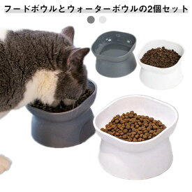 フードボウル 高さがある 犬 猫 食器 傾斜 餌入り 2個セット ウォーターボウル ねこ 餌入れ 食べやすい スタンド 脚付 高さ 洗いやすい 食器台 脚付 エサ おしゃれ 滑り止め 猫用 ねこ 動物 割れにくい 水 子猫 ネコ ご飯 皿 シンプル ギフト プレゼント 送料無料
