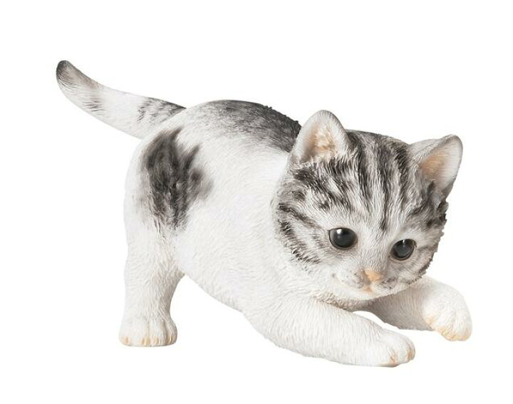 楽天市場 子猫置物 サバトラ ネコ オーナメント 置物 お庭に お部屋に 玄関先に インテリア Moss Garden 楽天市場店