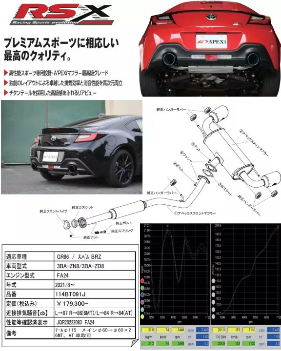 楽天市場】APEXi アペックス RS evolution EXTREME マフラー BRZ ZD8 