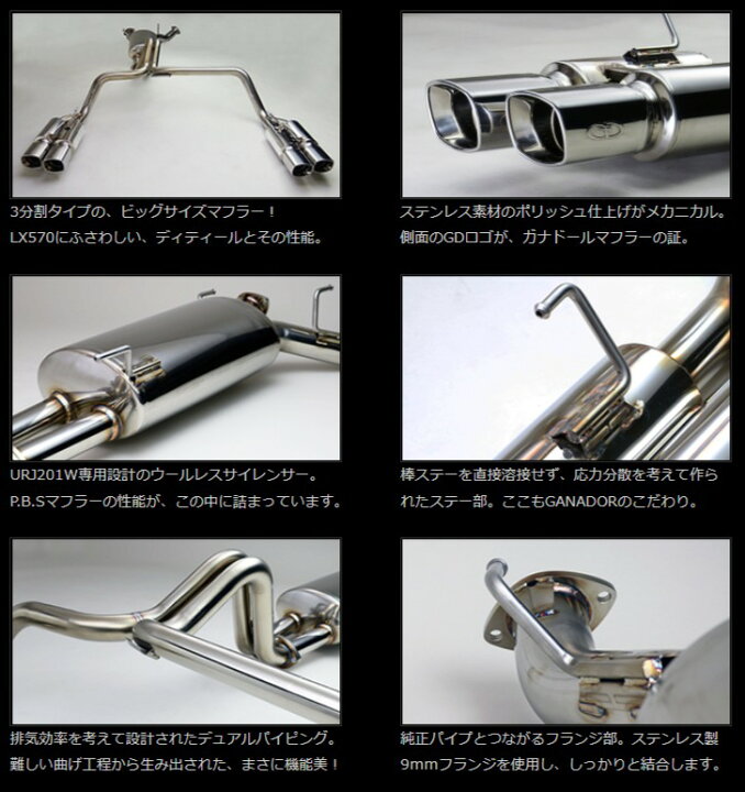 楽天市場】GANADOR ガナドール LEXUS LX570 ステンレス製マフラー 
