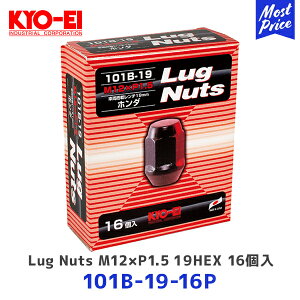 KYO-EI ���i�Y�� ���O�i�b�g �܃^�C�v 16�� M12xP1.5 19HEX �u���b�N�y101B-19-16P�z| �L���[�G�C Lug Nut 16pcs 60°�e�[�p�[�� Black �z�C�[���i�b�g
