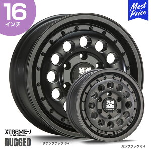 エクストリームJ XTREME-J ラギッド RUGGED 16インチ 6.5J 38 6-139.7 サテンブラック ガンブラック ホイール1本 | MLJ エムエルジェイ 200系ハイエース カスタム アルミホイール 6穴 ブラック