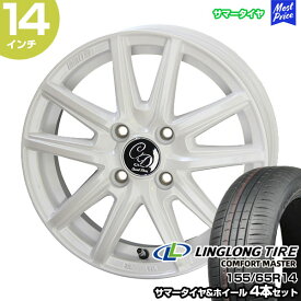 軽カー 14インチ 155/65R14 LINGLONG サマータイヤホイール 4本セット デコル カヌレ ホワイト 14インチ 4.5J 45 4H100 | 軽自動車 DECOR CANNELE KYOHO 共豊 アジアンタイヤ