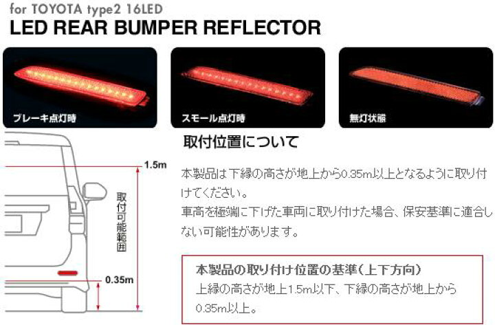 楽天市場】ヴァレンティ LED リヤバンパー リフレクター ダイハツ汎用 