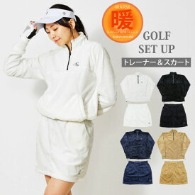 送料無料 ゴルフウェア レディース 上下セットアップ gs GOLF シャギーフリース トレーナー ニットセーター スカート ワンピース ロゴ刺繍 おしゃれ かわいい 韓国系 秋冬 ブランド