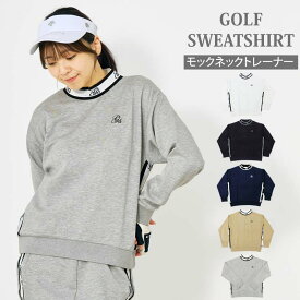 送料無料 ゴルフウェア レディース gs GOLF トレーナー スウェットジャージ モックネック トップス リブロゴライン切替 おしゃれ かわいい 韓国系 秋冬 春 ブランド