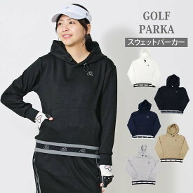 送料無料 ゴルフウェア レディース gs GOLF フーディーパーカー トレーナー スウェットジャージ トップス リブロゴライン切替 おしゃれ かわいい 韓国系 秋冬 春 ブランド
