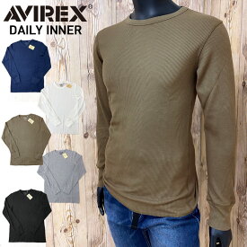 AVIREX アビレックス ロングTシャツ メンズ 長袖 サーマル クルーネックTシャツ 無地 デイリーインナー カットソー ロンT メンズファッション メンズ 通販 新作 MOSTSHOP ゆうパケ