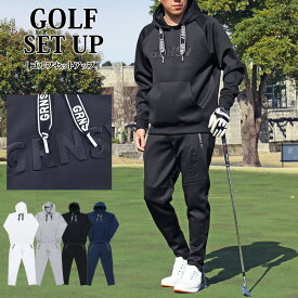 送料無料 ゴルフウェア メンズ 上下セットアップ プルパーカー トレーナー GIORNO SEVEN ジョルノセブン トップス ゴルフパンツ 立体ロゴ おしゃれ 春 秋冬 MOSTSHOP