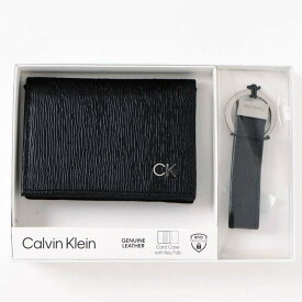 送料無料 Calvin Klein カルバンクライン CK ワンポイント レザーカードケース キーリング ギフトセット Card Case（Key Fob Gift Set） メンズ ギフト プレゼント MOSTSHOP