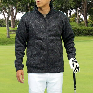 送料無料 ゴルフ ジャケット メンズ ゴルフウェア ニットフリース 暖かい裏起毛 トレーナー ブルゾン トップス ハイネック ジップアップ スタンドネック 秋冬