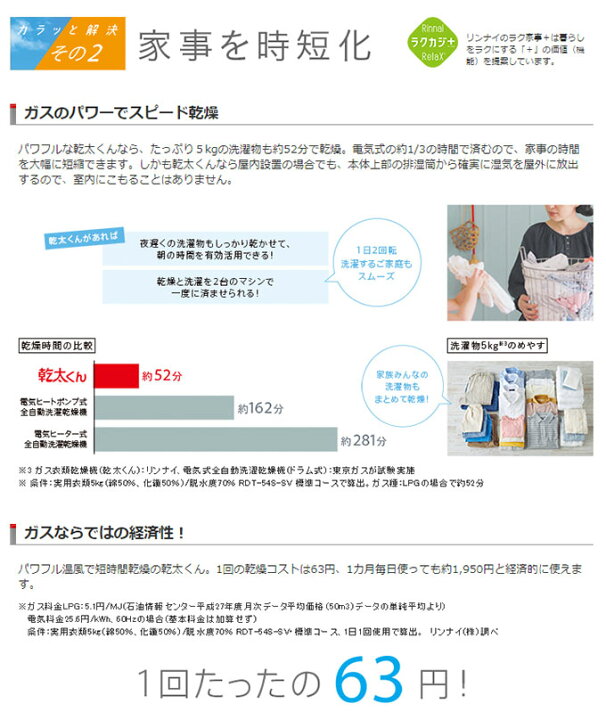 楽天市場】リンナイ ガス衣類乾燥機 乾太くん RDT-31S(A) 乾燥容量3.0 