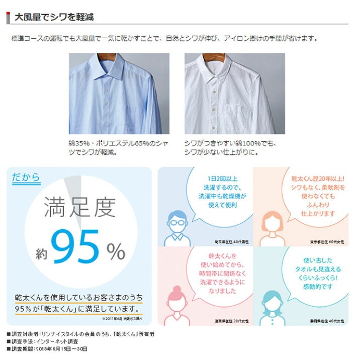 楽天市場】リンナイ ガス衣類乾燥機 乾太くん RDT-31S(A) 乾燥容量3.0 