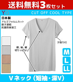 送料無料3枚セット YG ワイジー クールタイプ CUT OFF カットオフ 脇パッド付きVネックTシャツ 半袖V首 短袖 グンゼ GUNZE 日本製 | 夏 下着 夏用 インナー 大きいサイズ 半袖 インナーシャツ tシャツ メンズ肌着 肌着 vネック メンズインナー アンダーウェア インナーウェア