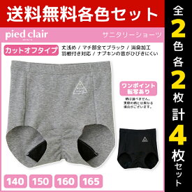 2色2枚ずつ 送料無料4枚セット ジュニアレディース pied clair ピエクレール サニタリーショーツ カットオフタイプ グンゼ GUNZE パンツ|下着 ジュニア ショーツ キッズ 女の子 サニタリー 生理 生理用パンツ 生理用ショーツ 生理ショーツ サニタリーパンツ 子供 女児 セット