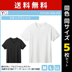 送料無料 同色5枚セット YG ワイジー VネックTシャツ 綿100% インナー グンゼ GUNZE | メンズ 男性 紳士 tシャツ Vネック V首 半袖 半袖tシャツ 白T 白tシャツ 白ティーシャツ 下着 肌着 男性下着 メンズティシャツ 紳士肌着 白シャツ 白 黒 黒tシャツ インナーシャツ