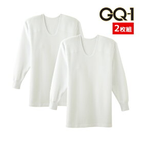 GQ-1 ニットキルト 長袖U首 Tシャツ 2枚組 グンゼ GUNZE | あったか あったかインナー ヒートインナー 暖かい 温かい 寒さ対策 防寒 防寒インナー 冷え症 キルト インナー シャツ 長袖 Uネック 下着 肌着 ロンt カットソー シニア 紳士肌着 白tシャツ インナーシャツ 冬