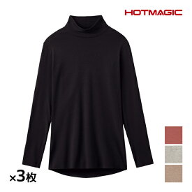 送料無料 同色3枚セット HOTMAGIC ホットマジック 綿のチカラ ハイネック 8分袖インナー グンゼ GUNZE | タートルネック 長袖 tシャツ カットソー 冷え対策 温活 あったかインナー 暖かい 温活グッズ 温かい レディース 防寒 裏起毛 冷え症 女性 発熱インナー ヒートインナー