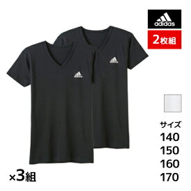 送料無料 同色3組セット 計6枚 ジュニアメンズ adidas アディダス VネックTシャツ 半袖V首 2枚組 グンゼ GUNZE |キッズ ジュニア 男の子 メンズ 男児 男 子供 子ども こども 子供服 半袖 半袖tシャツ 服 おしゃれ トップス スポーツブランド スポーツ スポーツウェア vネック