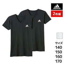 ジュニアメンズ adidas アディダス VネックTシャツ 半袖V首 2枚組 グンゼ GUNZE | キッズ ジュニア 男の子 メンズ 男児 男 子供 子ども こども 子供服 半袖 半袖tシャツ 服 おしゃれ vネック カットソー トレーナー トップス スポーツブランド スポーツ スポーツウェア 肌着