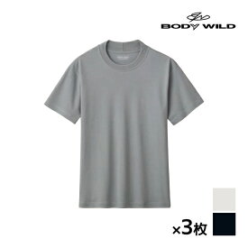 送料無料 同色3枚セット BODYWILD ボディワイルド ジャケット対応 クルーネックTシャツ 半袖丸首 グンゼ GUNZE | メンズ 男性 メンズシャツ シャツ Tシャツ 半袖 丸首 クルーネック ブランド 綿 綿100％ 半袖シャツ ジャケット 襟高 ビジネス 仕事着 コットン カジュアル