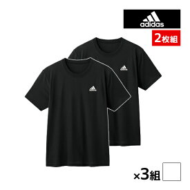 送料無料 同色3組セット 計6枚 adidas アディダス 半袖丸首 Tシャツ 2枚組 グンゼ GUNZE | メンズ 男性 紳士 クルーネック 丸首 半袖 綿混 インナー シャツ メンズtシャツ メンズシャツ 半袖tシャツ スポーツtシャツ スポーツウェア スポーツ トレーニング スポ—ツブランド